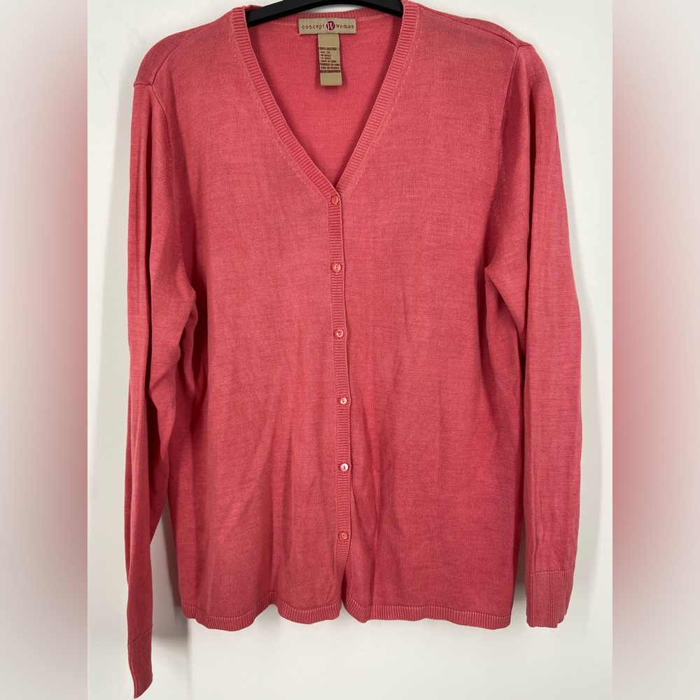 Concept‎ Women Silk Sweater V Neck Cardigan Vintage Size 2X